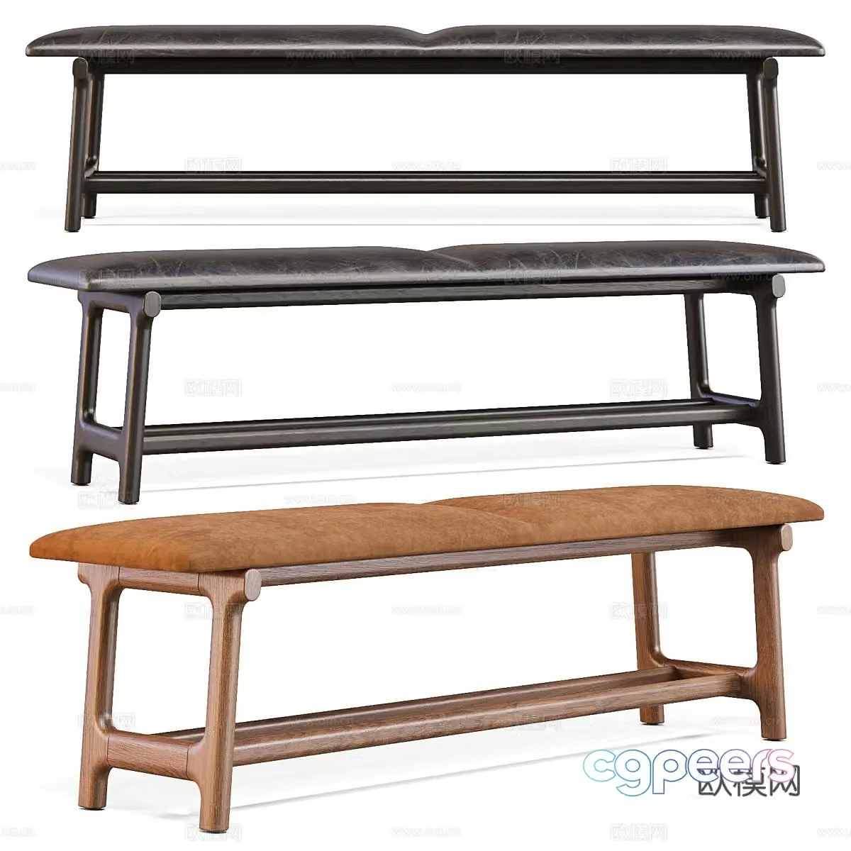 New Chinese style Wasabi Pianca Fushimi bench 3D model