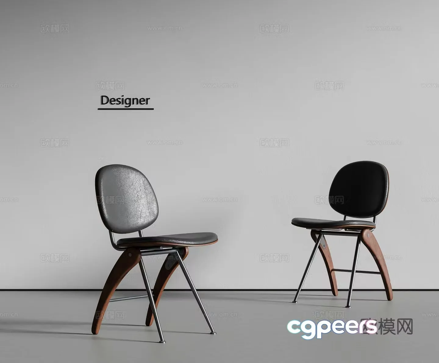 Medium style dining chair single chair 3d model