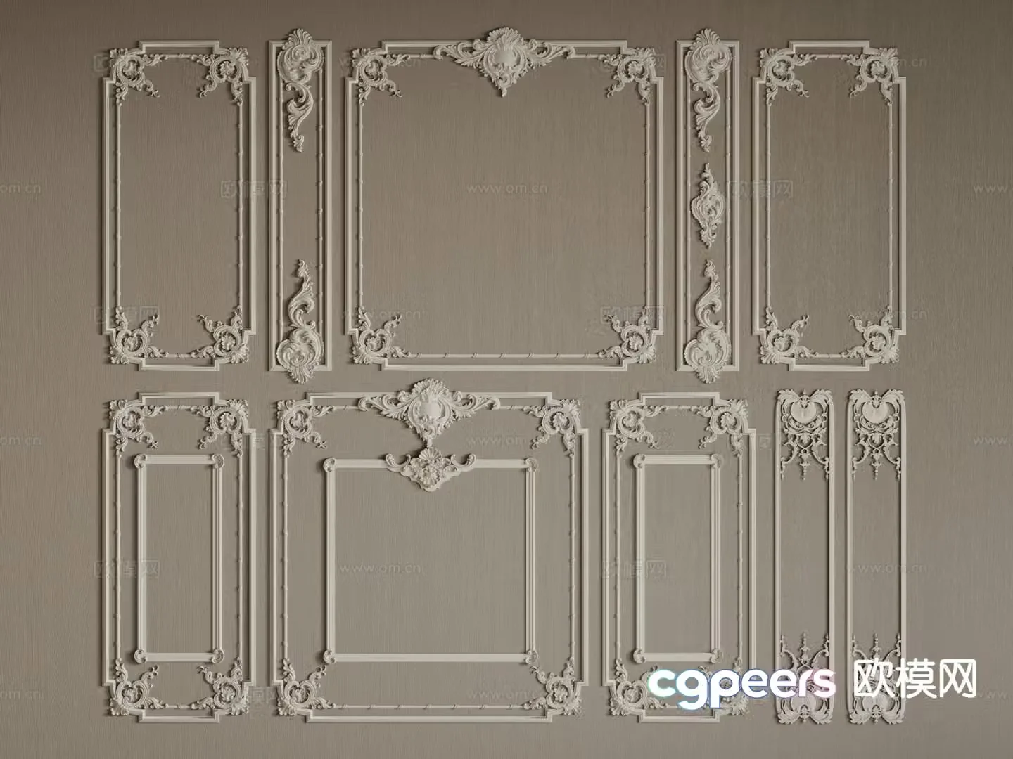 French lines carved lines component lines plaster lines 3D model