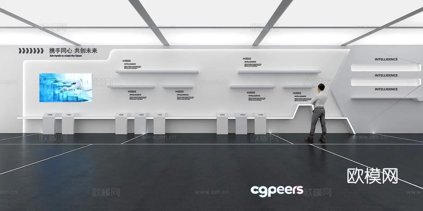 Cultural wall Corporate culture wall Display wall Classroom Exhibition hall Campus culture Corridor 3D model