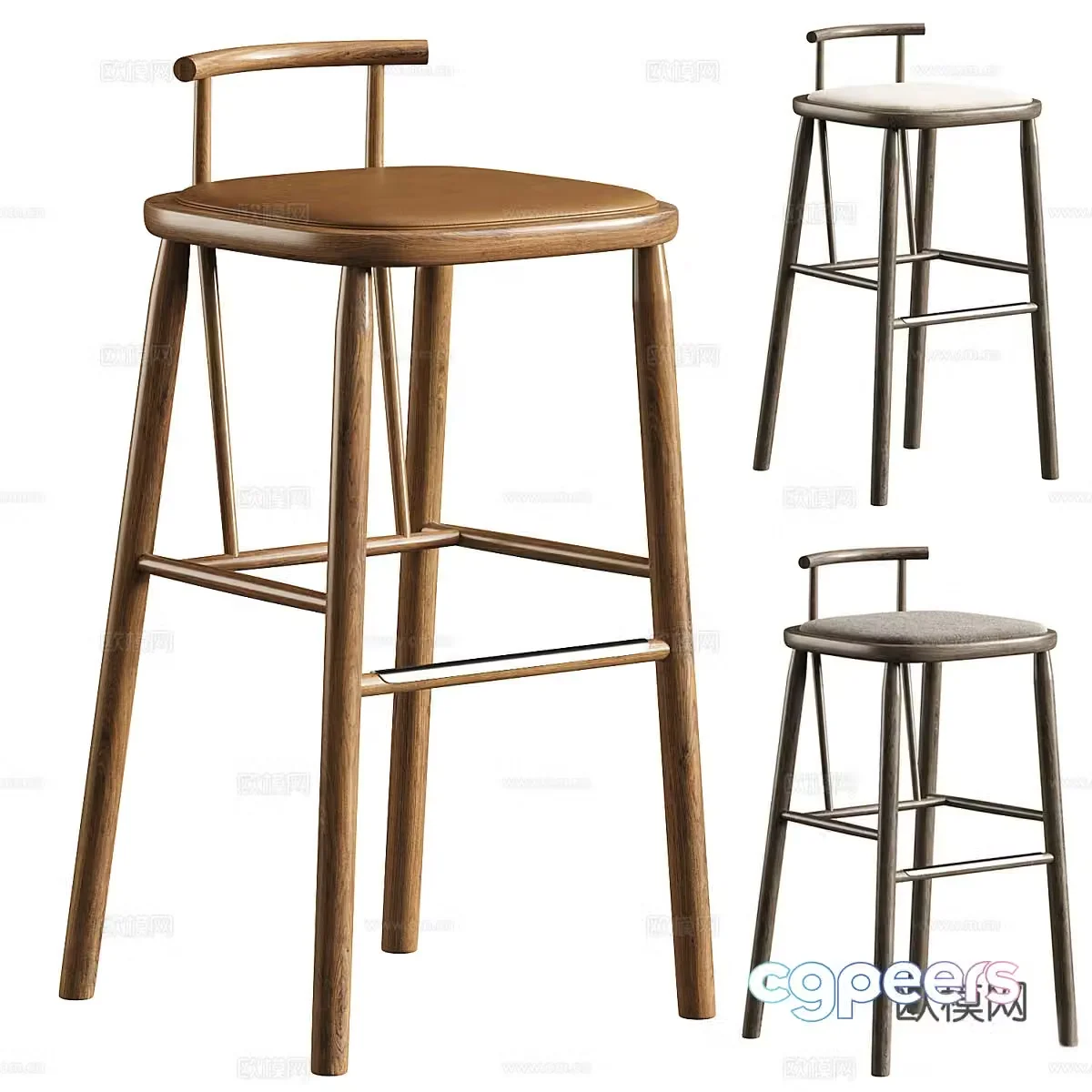 New Chinese light luxury Oiseau bar chair 3D model
