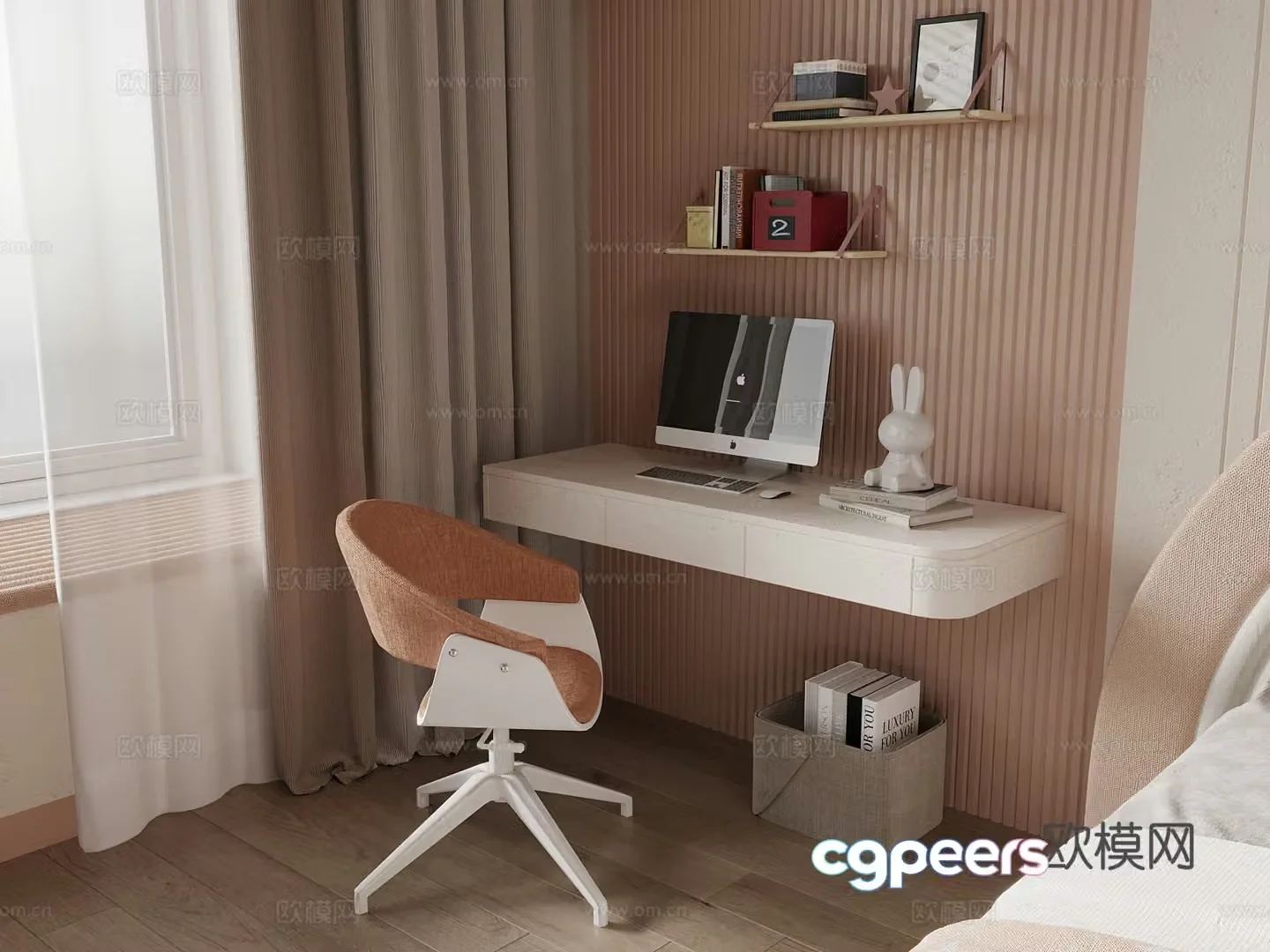 Modern desk and chair 3d model