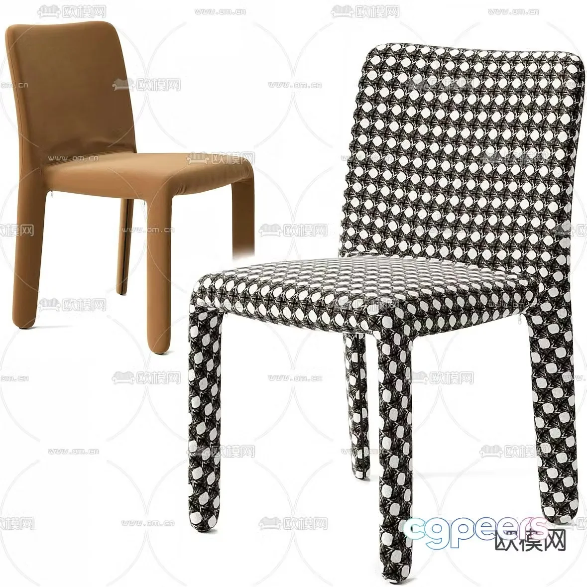 Molteni Italian fabric dining chair 3d model