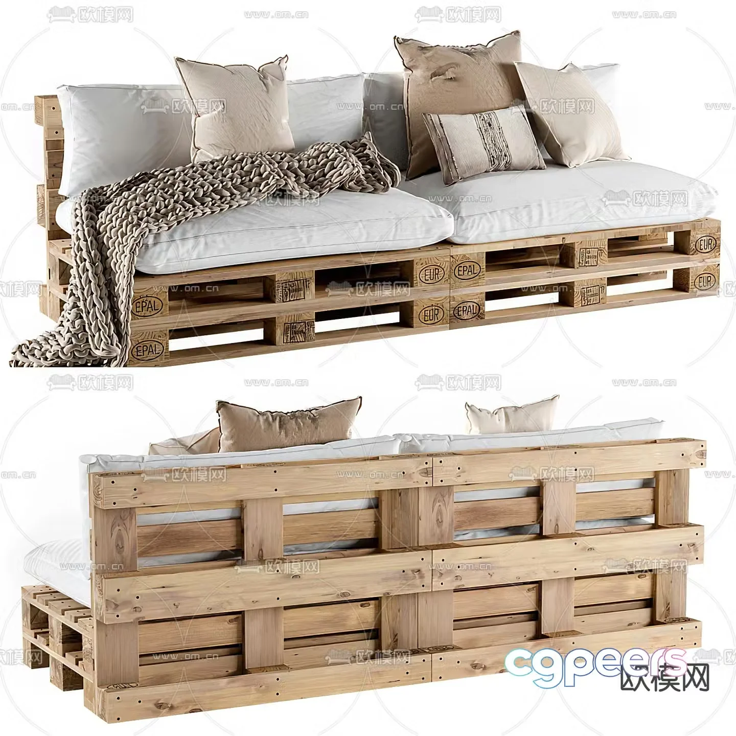 Double sofa bracket sofa 3d model