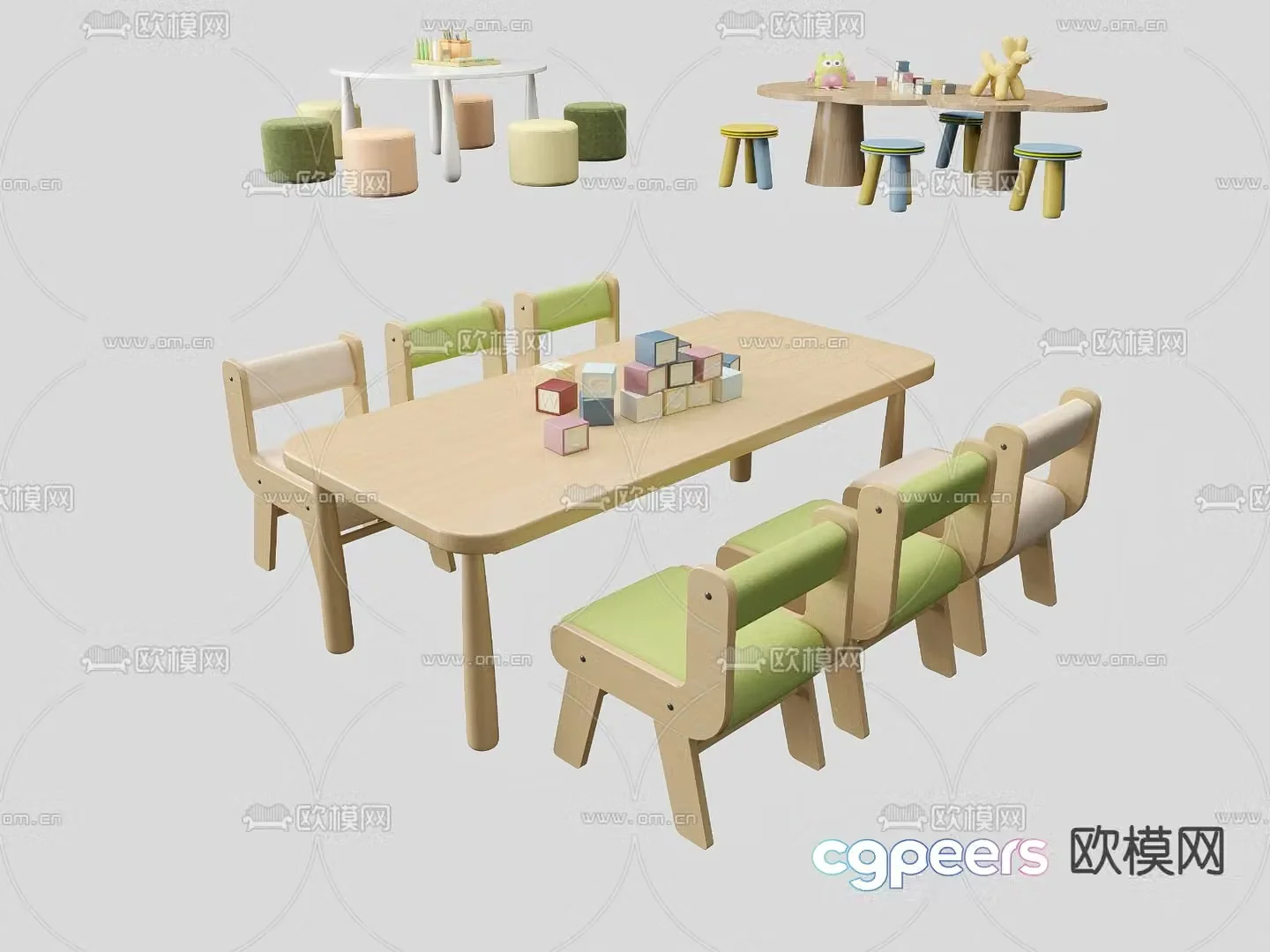 Children’s dining table and chairs 3d model