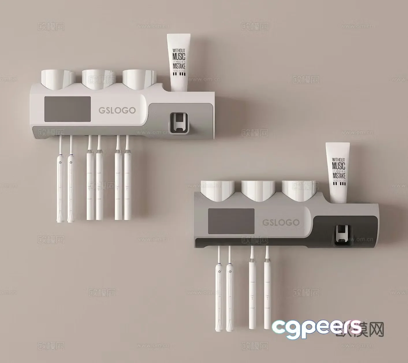 Wall-mounted toothbrush holder Toothpaste holder 3D model