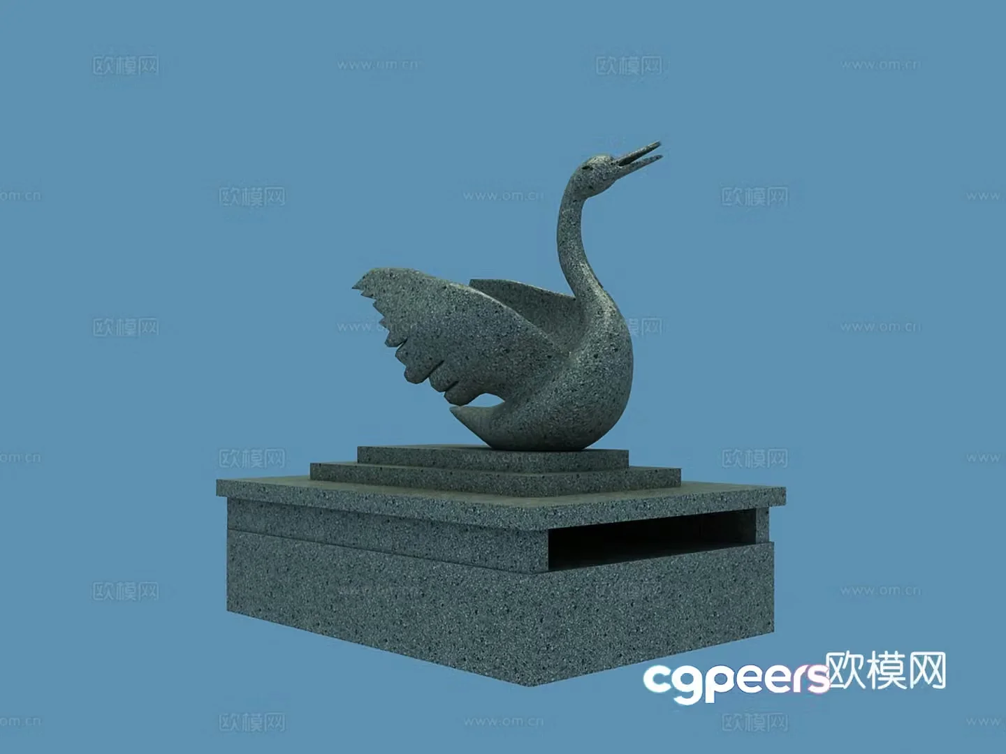 Modern outdoor landscape swan sketch 3d model