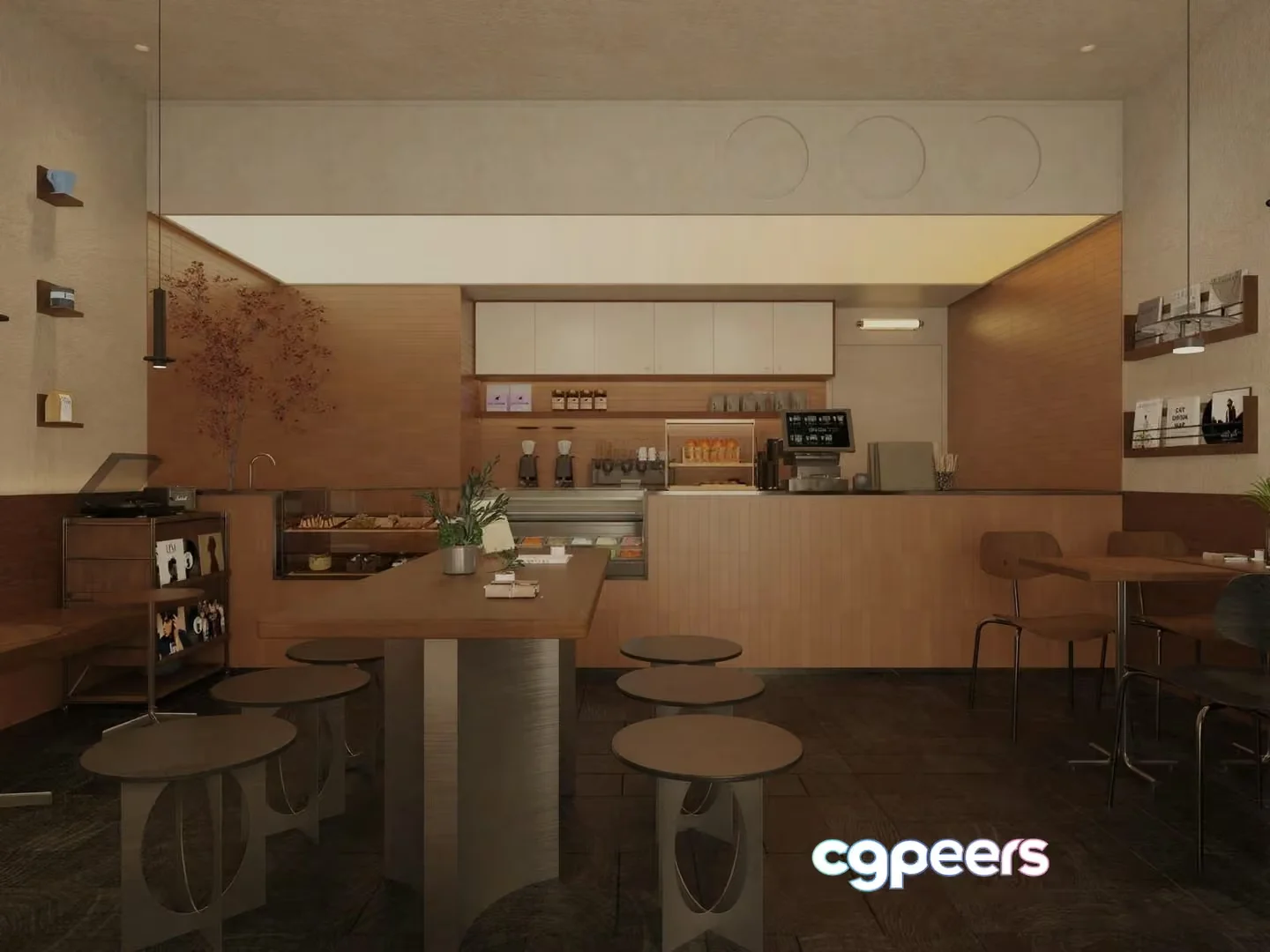 A Modern Cafe Interior 3D Model – 1796 – VRAY Render