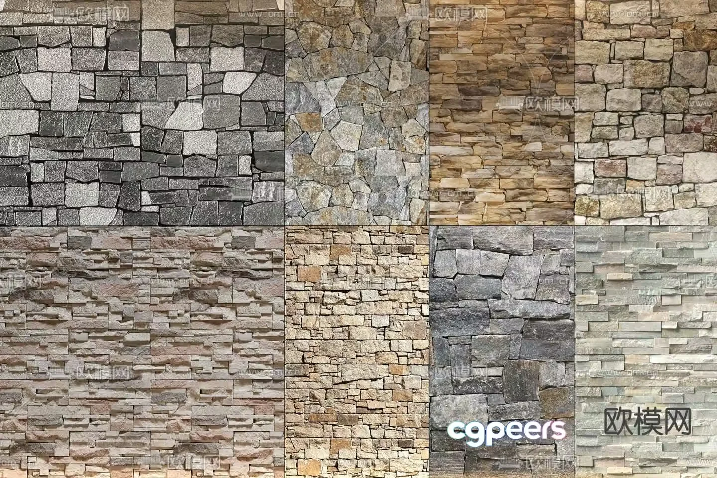 Cultural stone wall brick wall wall 3d model