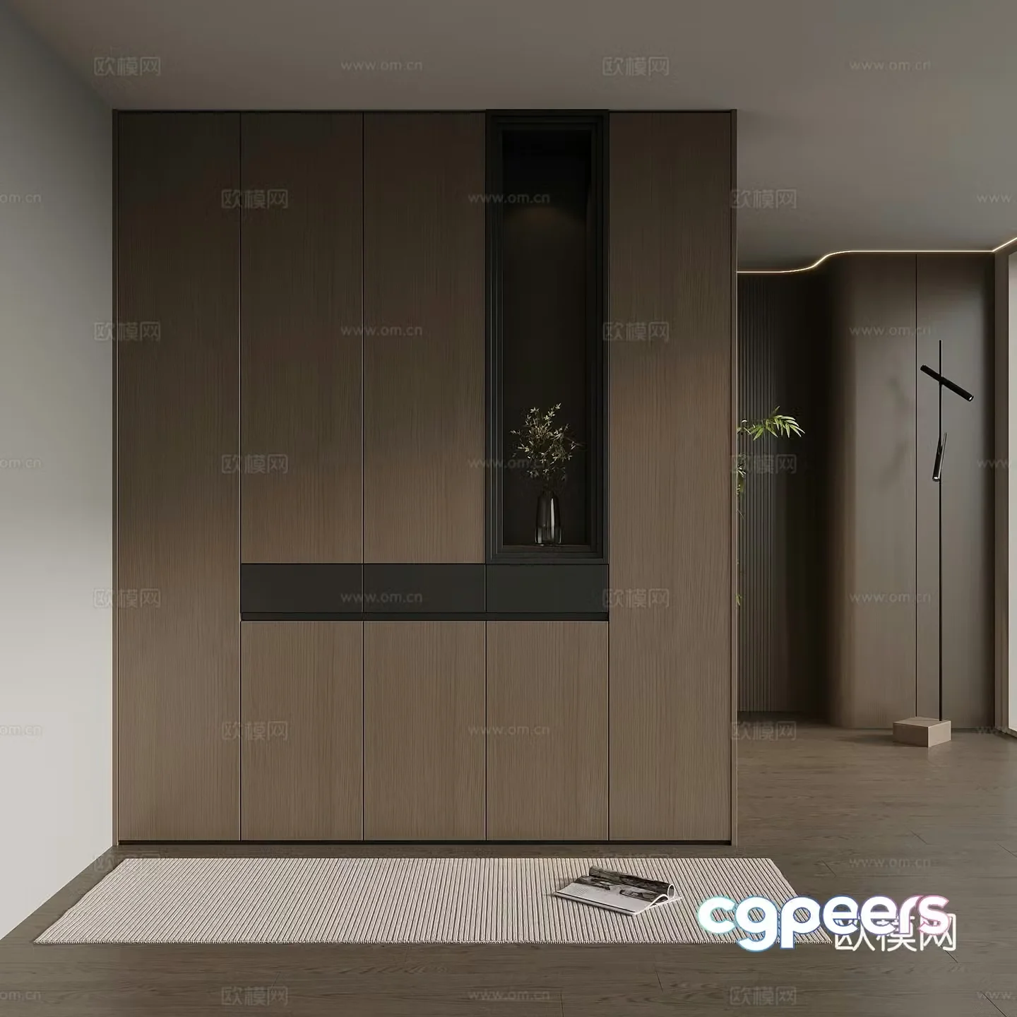 Italian minimalist porch cabinet door-entry shoe cabinet porch background 3D model