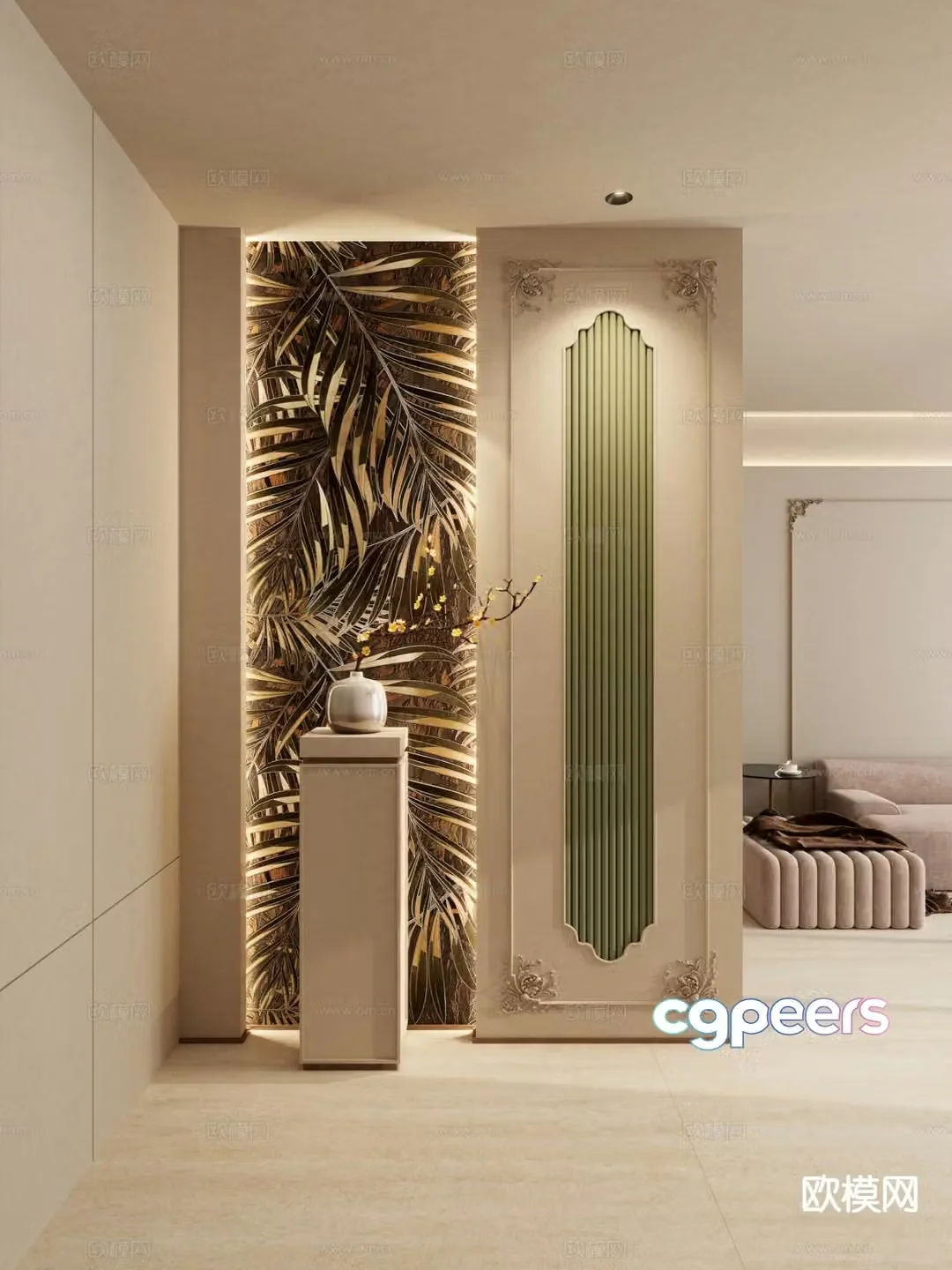 French entryway facing wall 3D model