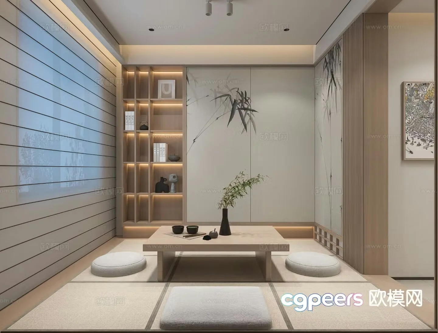 New Chinese Tea Room Tatami Tea Room 3D Model