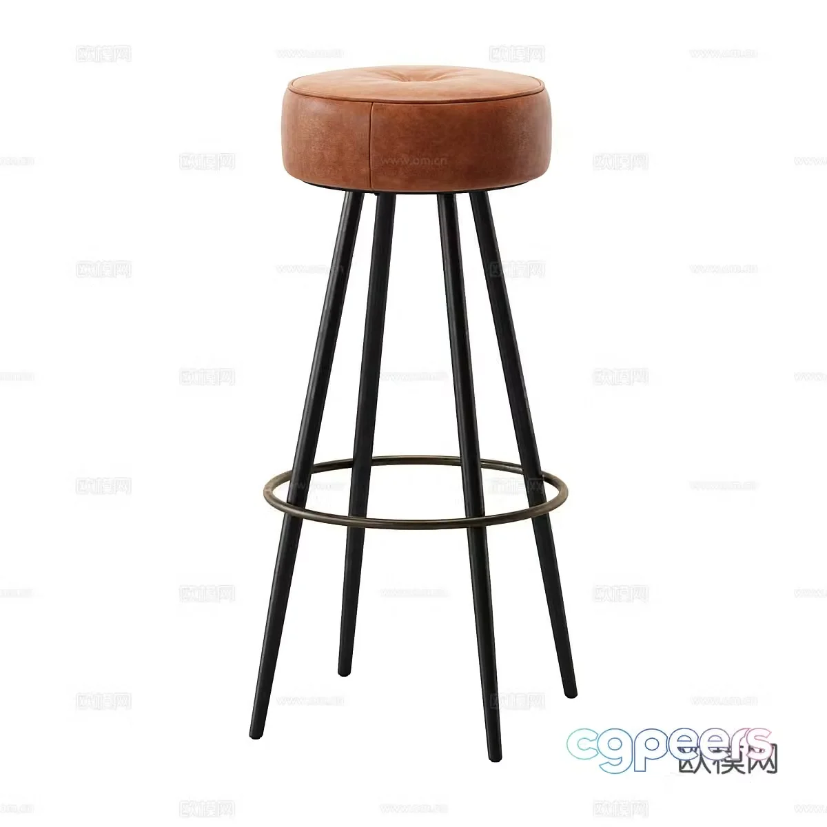Nordic simple bar chair bar stool 3D model