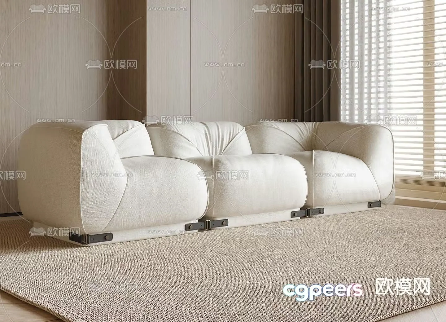 Three-person sofa Multi-person sofa 3d model