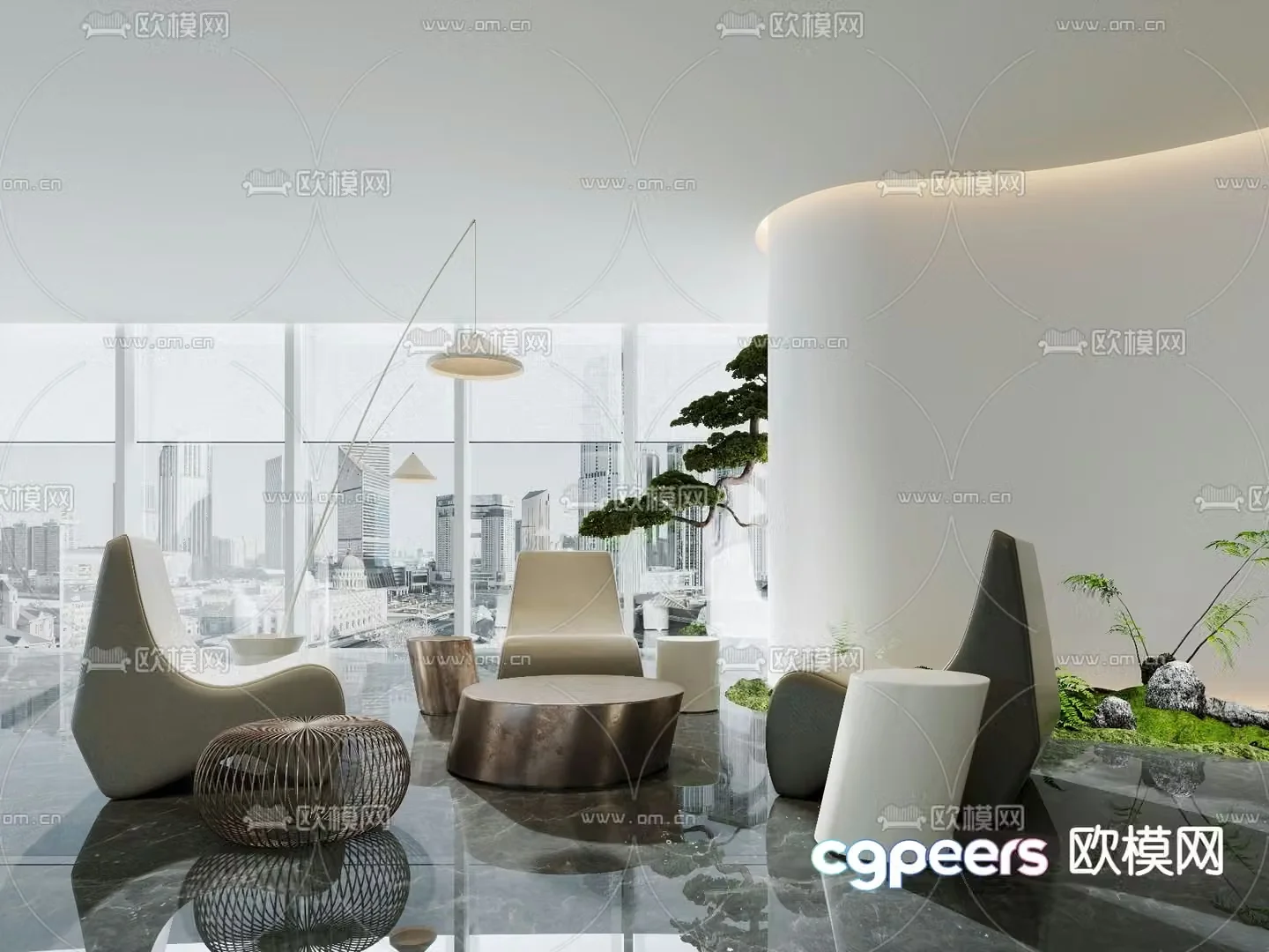Lobby Sofa Public Sofa Negotiation Sofa 3D Model