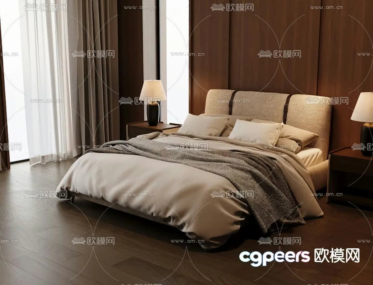 Italian double bed 3d model