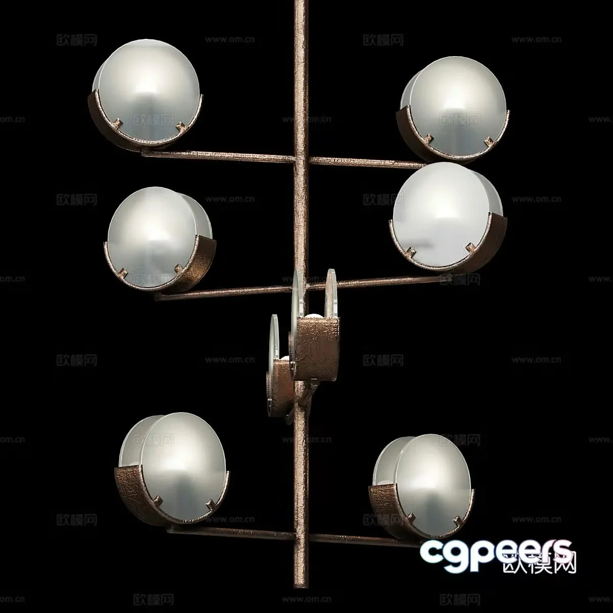 New Chinese style light luxury multi-head decorative metal chandeliers 3D model