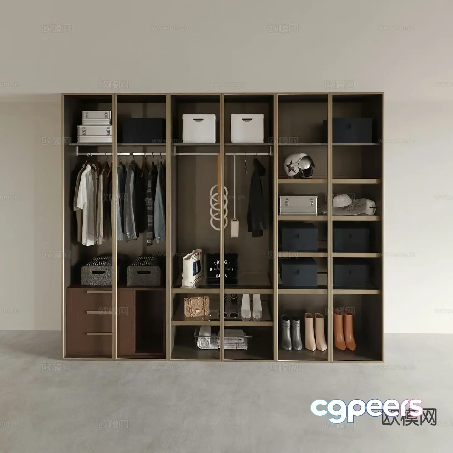 Light luxury glass wardrobe 3D model