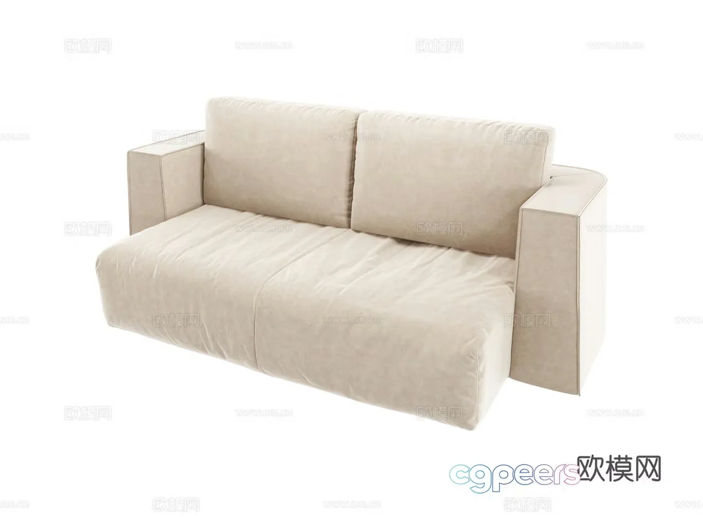Cream style double sofa 3d model