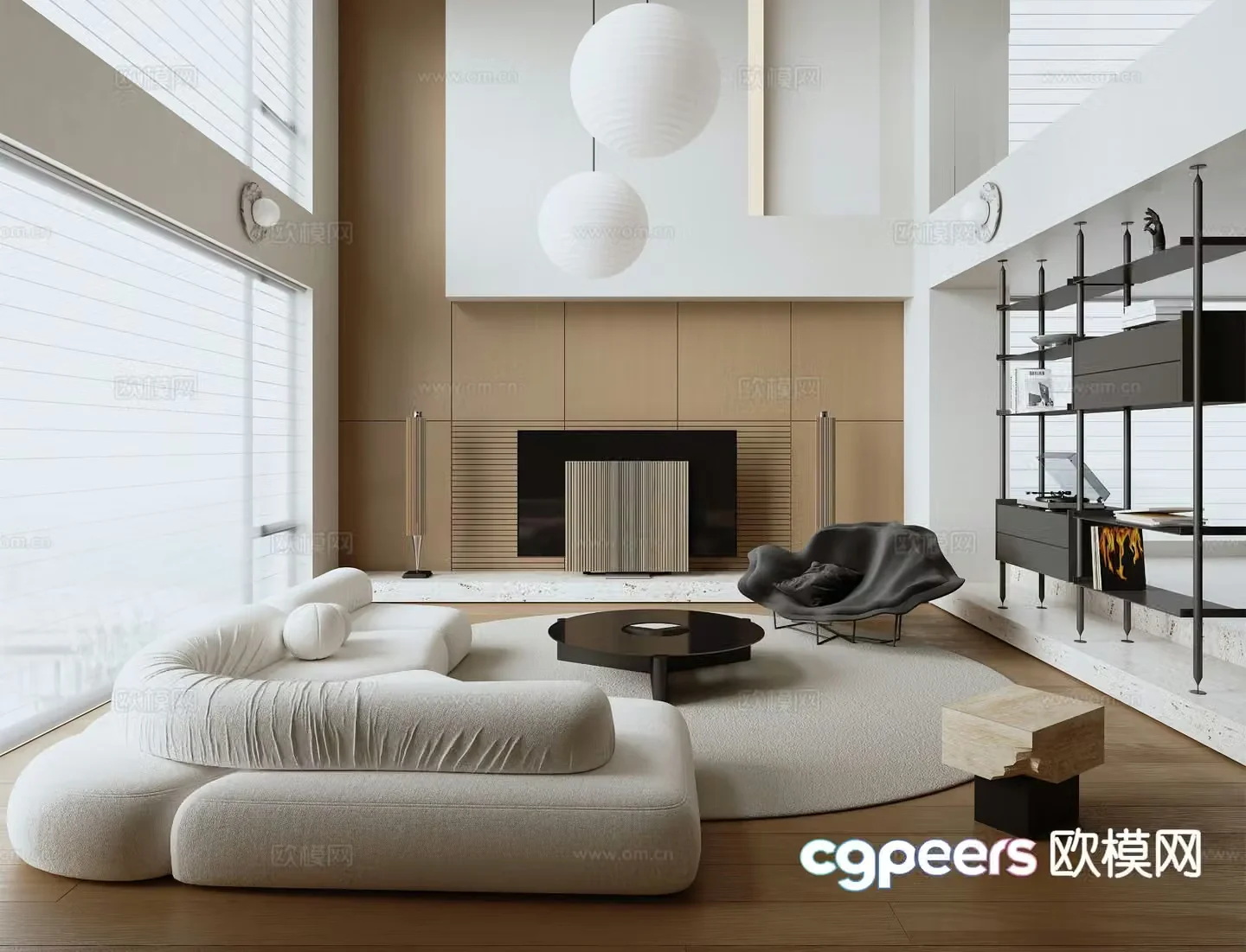 Villa living room villa hollow 3d model