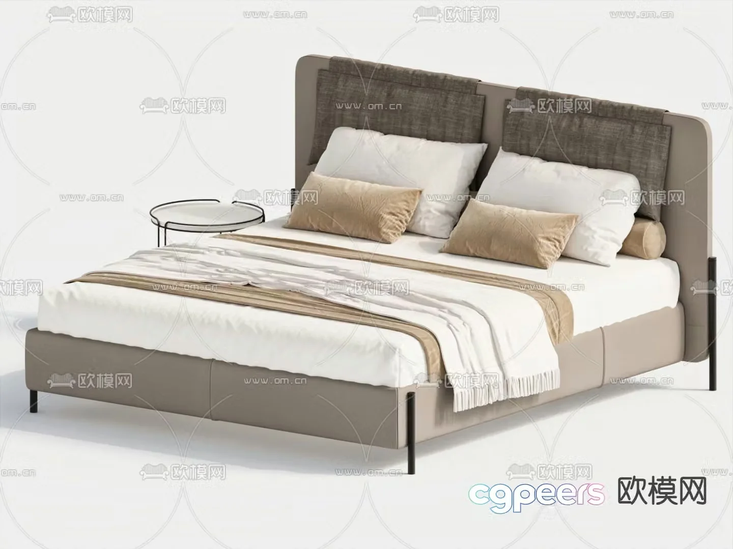 Fabric double bed 3d model