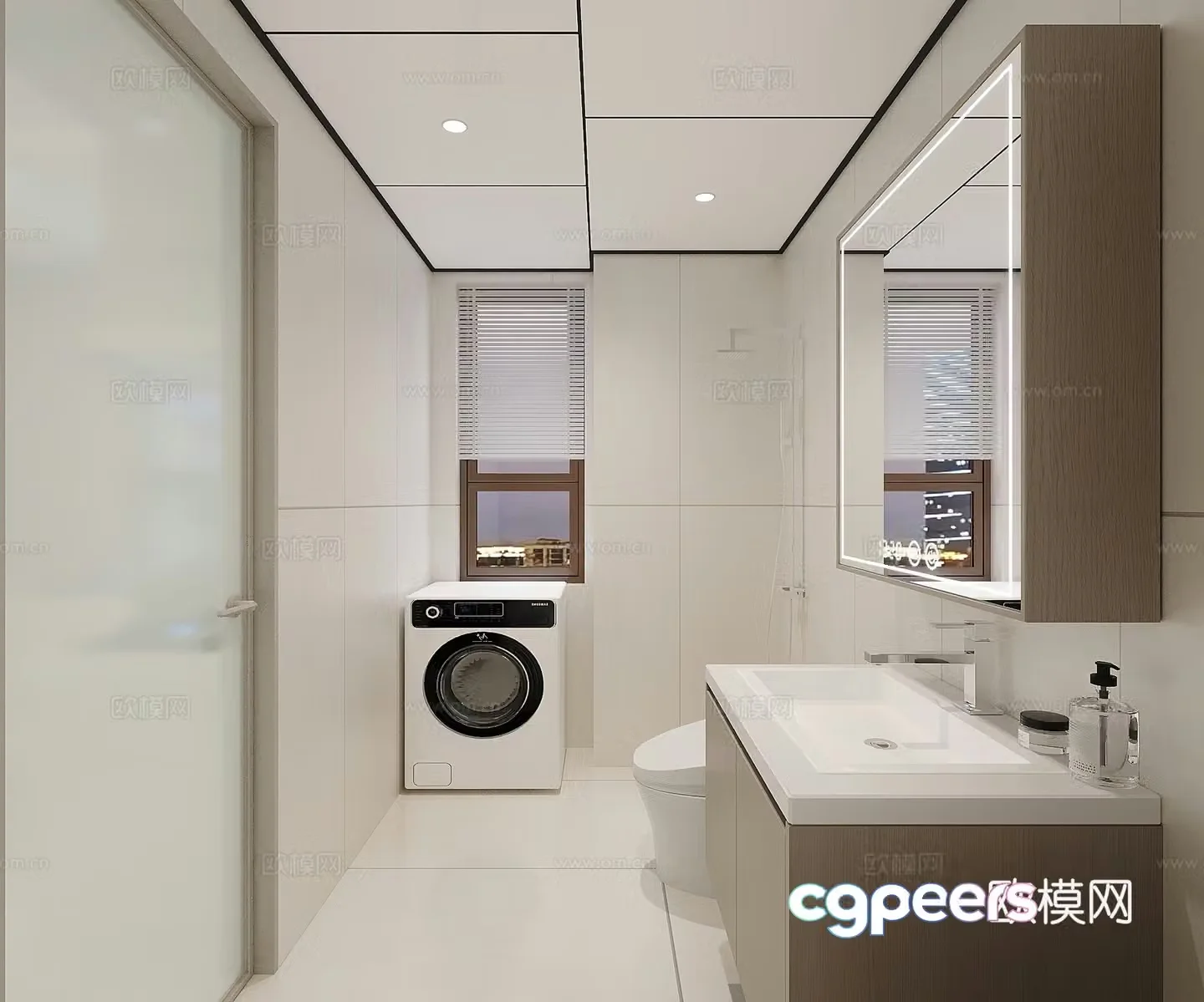 Modern honeycomb large bathroom 3D model