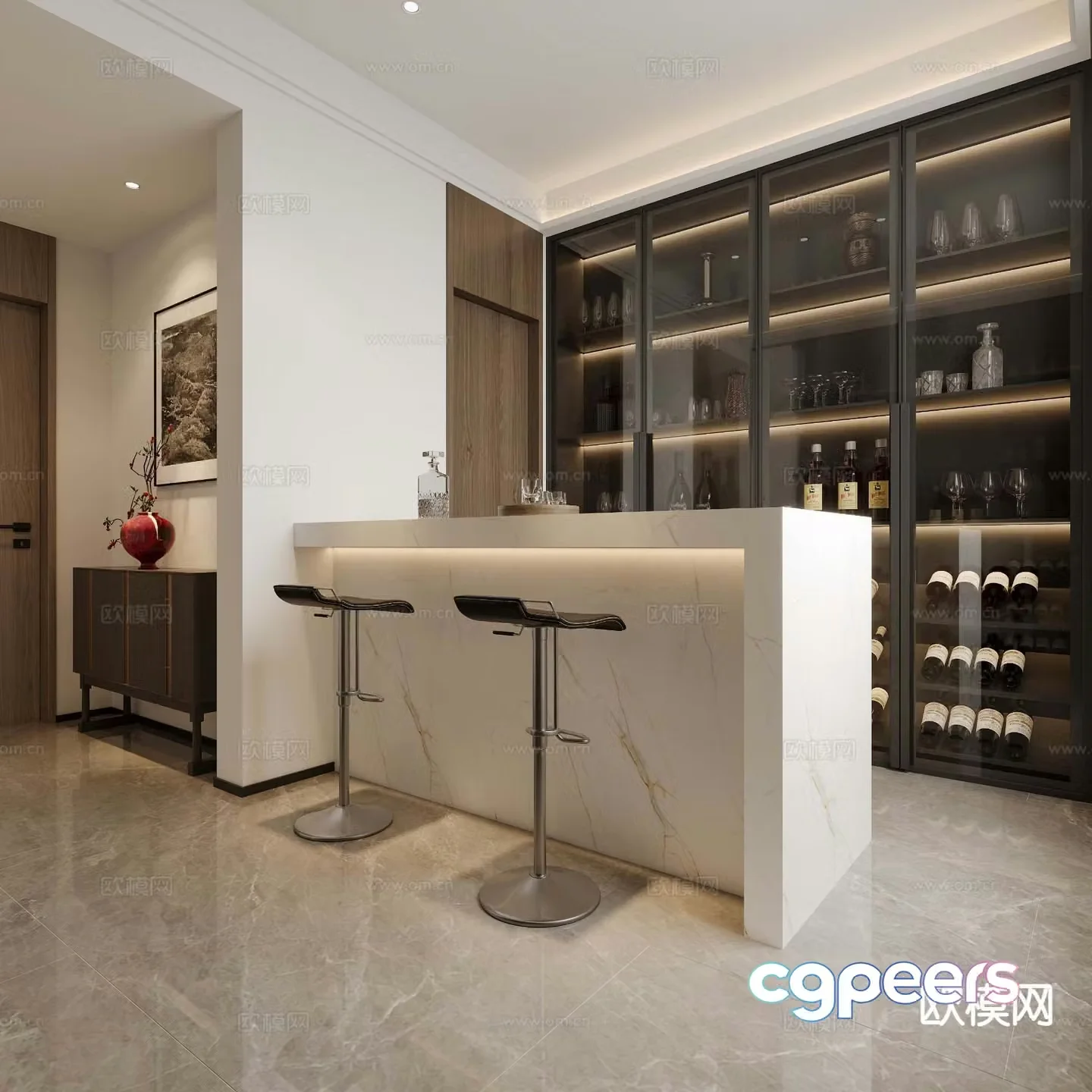 Modern bar water bar area 3D model
