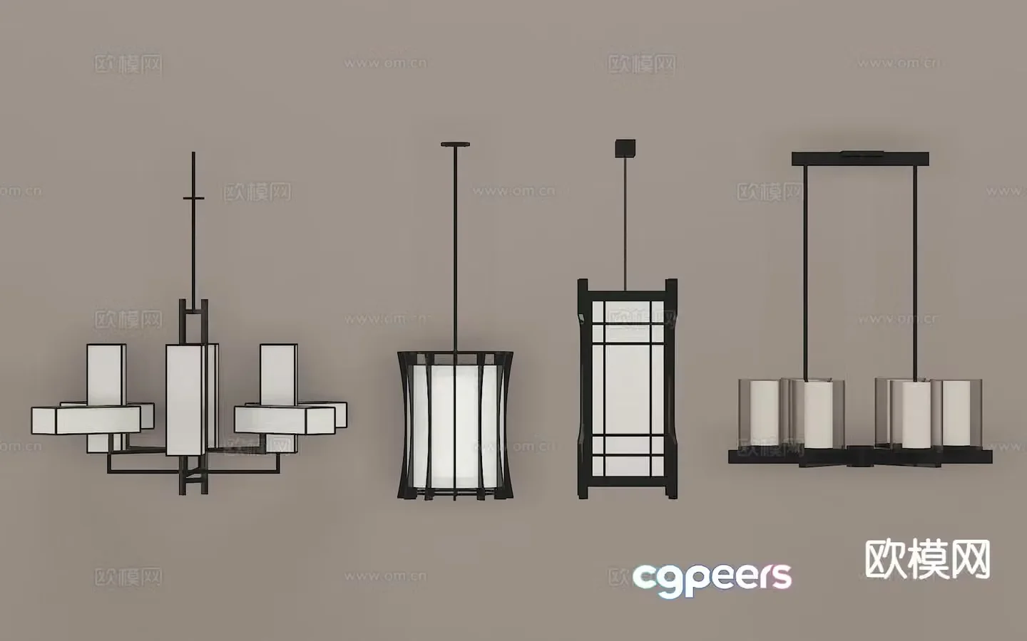 New Chinese style chandelier art lamp 3d model