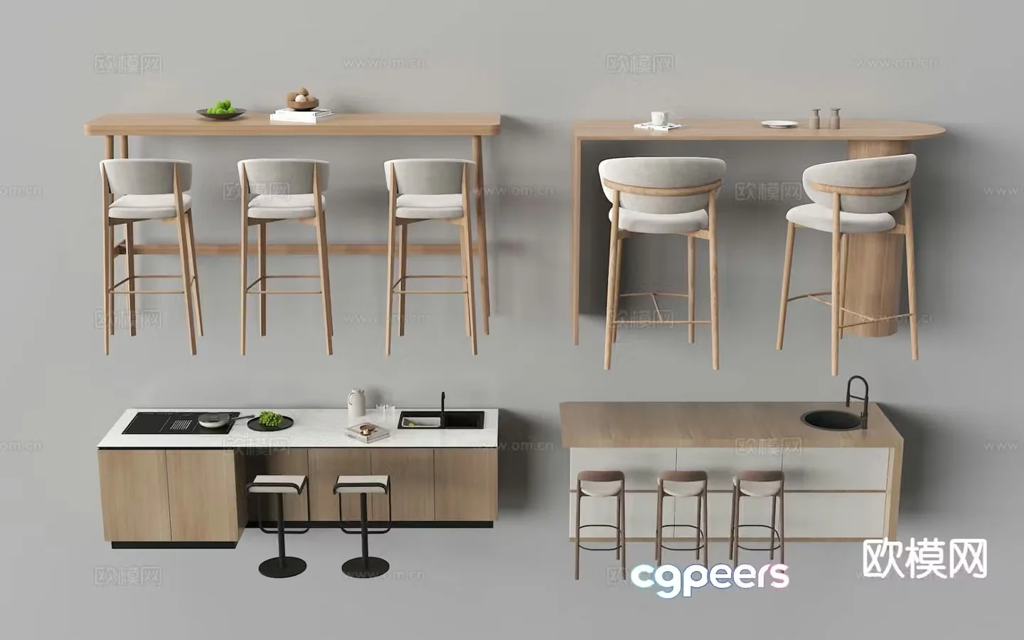Nordic bar bar chair 3d model