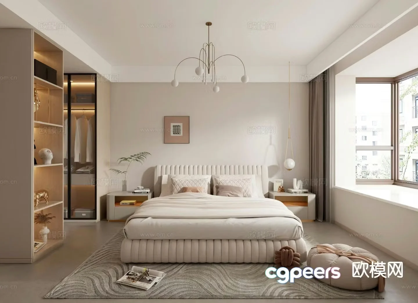Cream style bedroom master bedroom dressing room 3d model