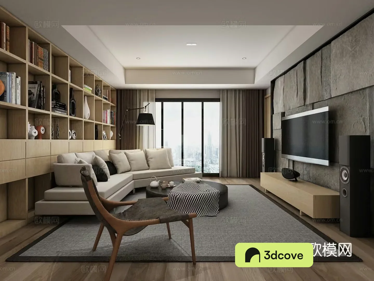 Postmodern simple living room sofa coffee table chandeliers TV cabinet painting side cabinet