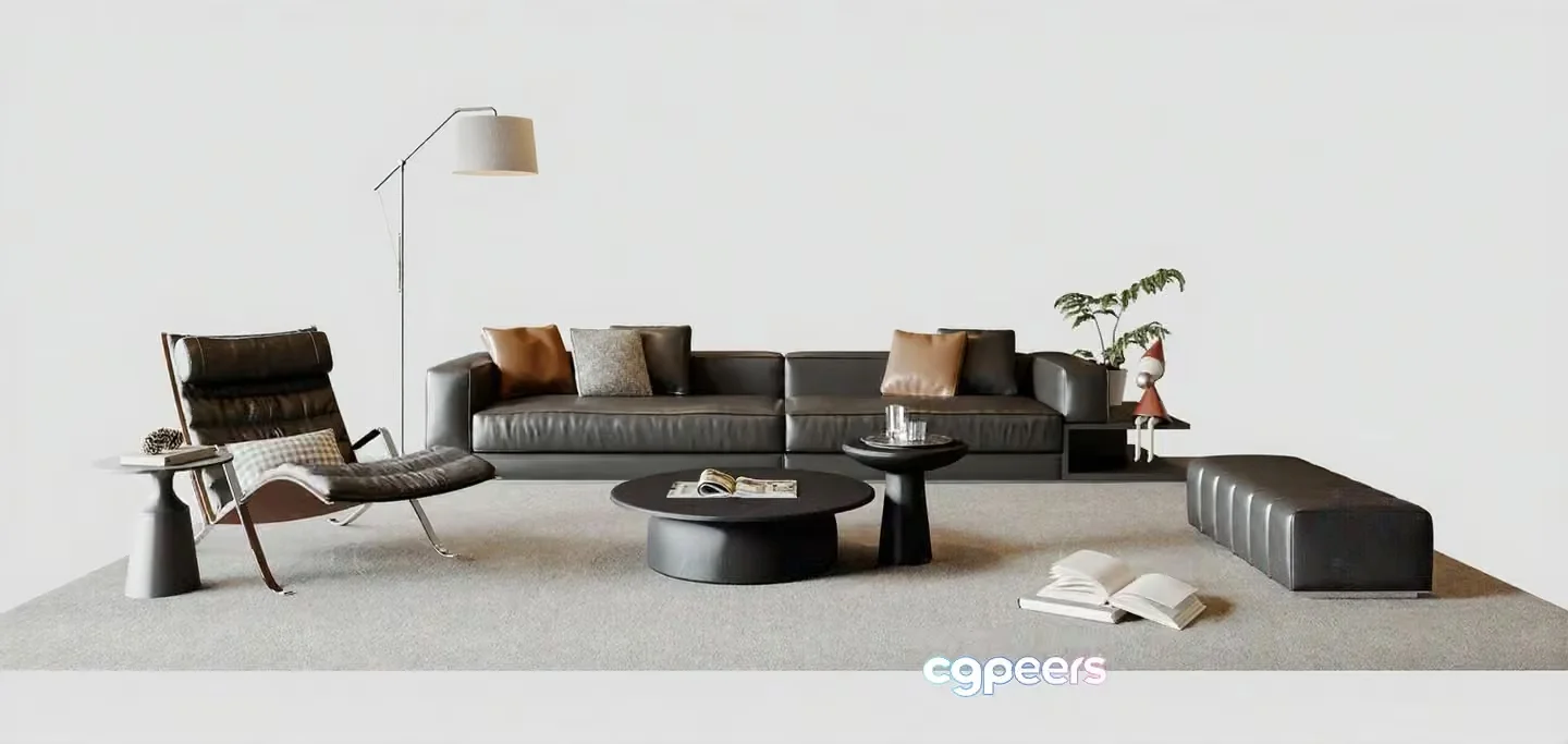 Modern Living Room 3D Model – 11912 – VRAY Render