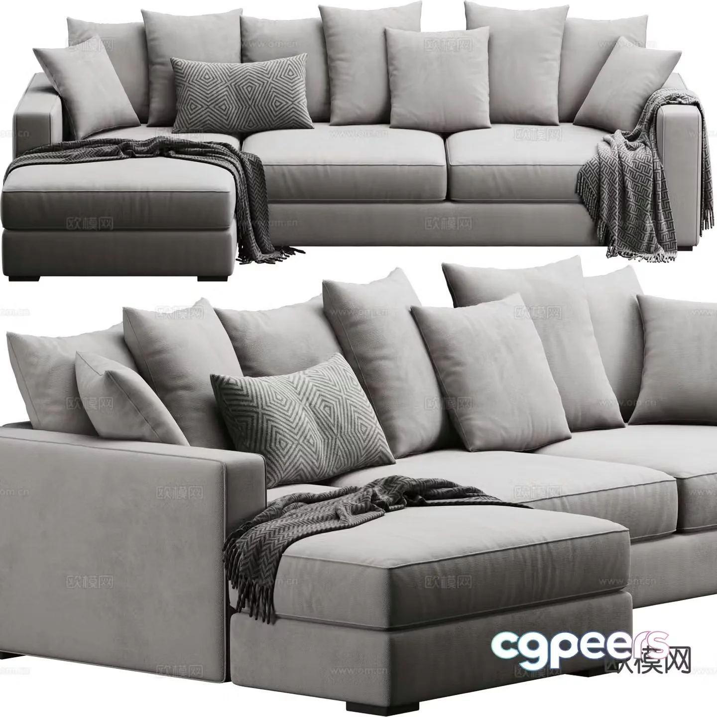 Multi-person sofa corner sofa 3d model