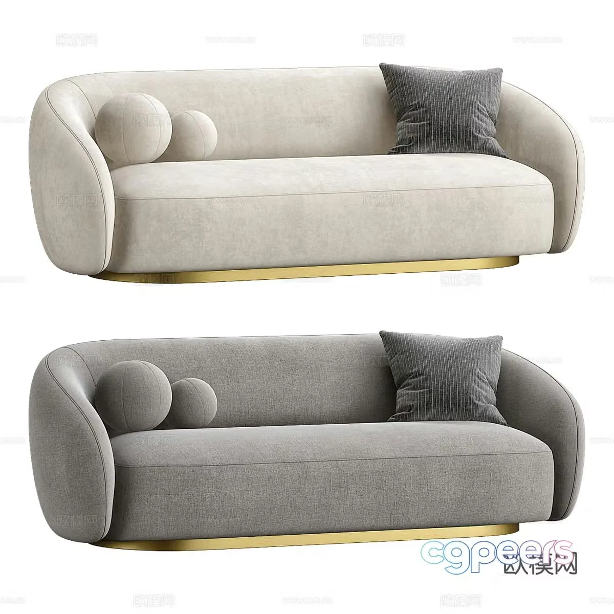 Fabric double sofa multi-person sofa special-shaped sofa caterpillar sofa living room sofa casual 3D model