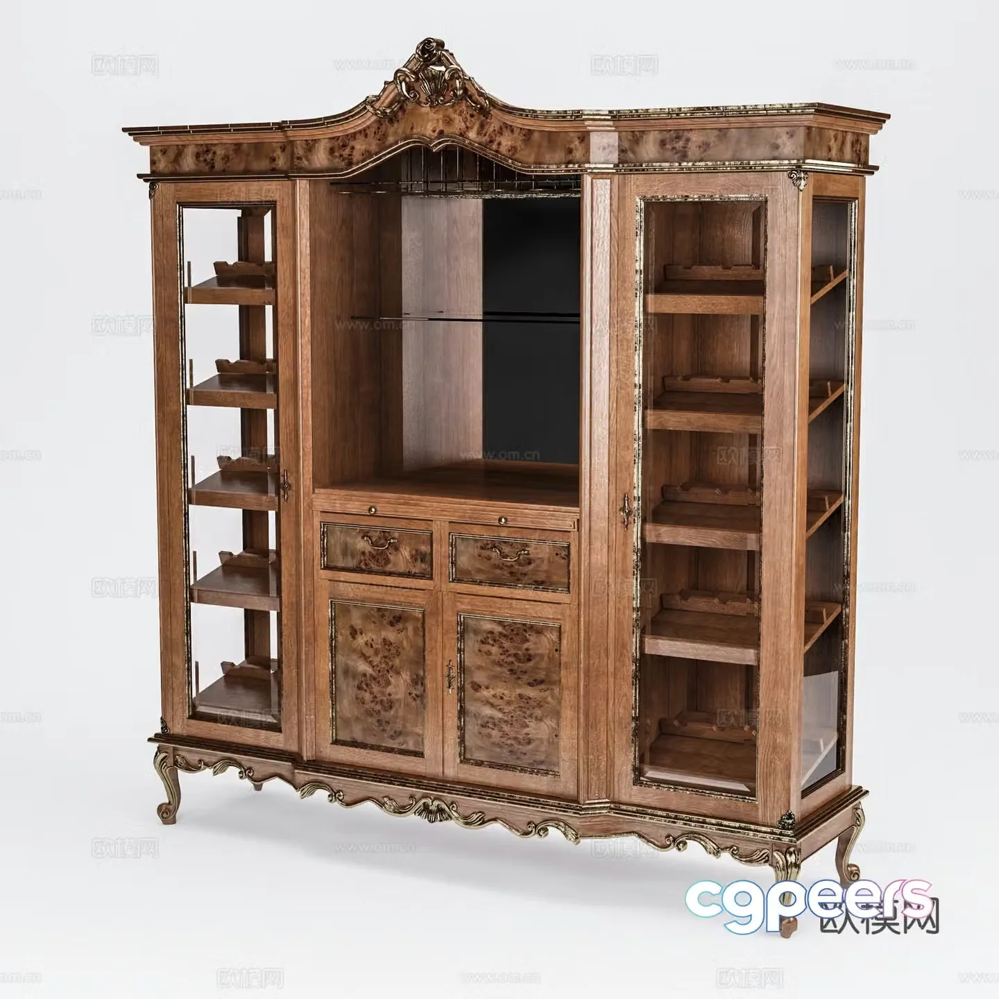 European style storage cabinet decorative cabinet side cabinet entrance cabinet 3D model