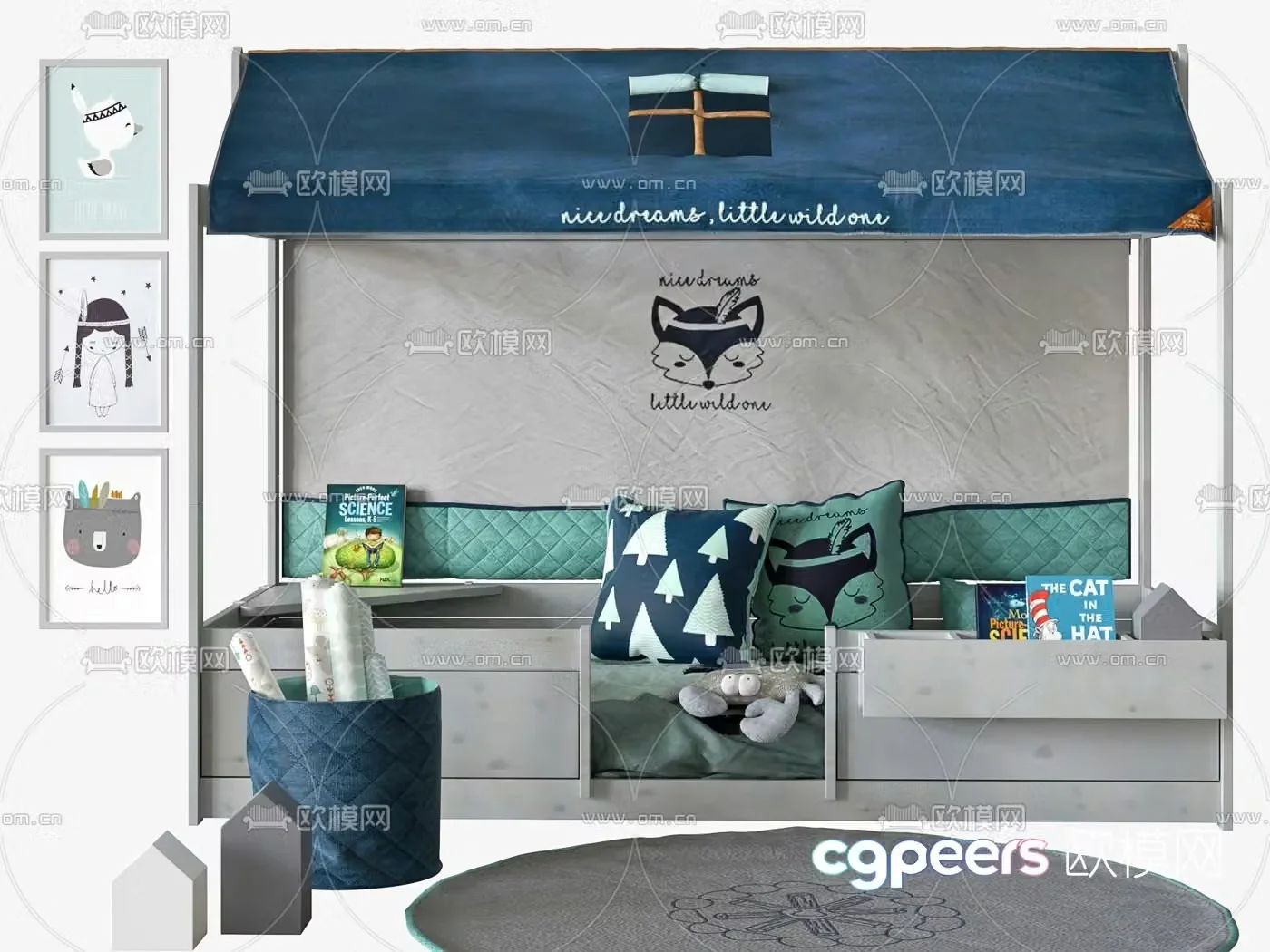 Modern children’s bed 3d model