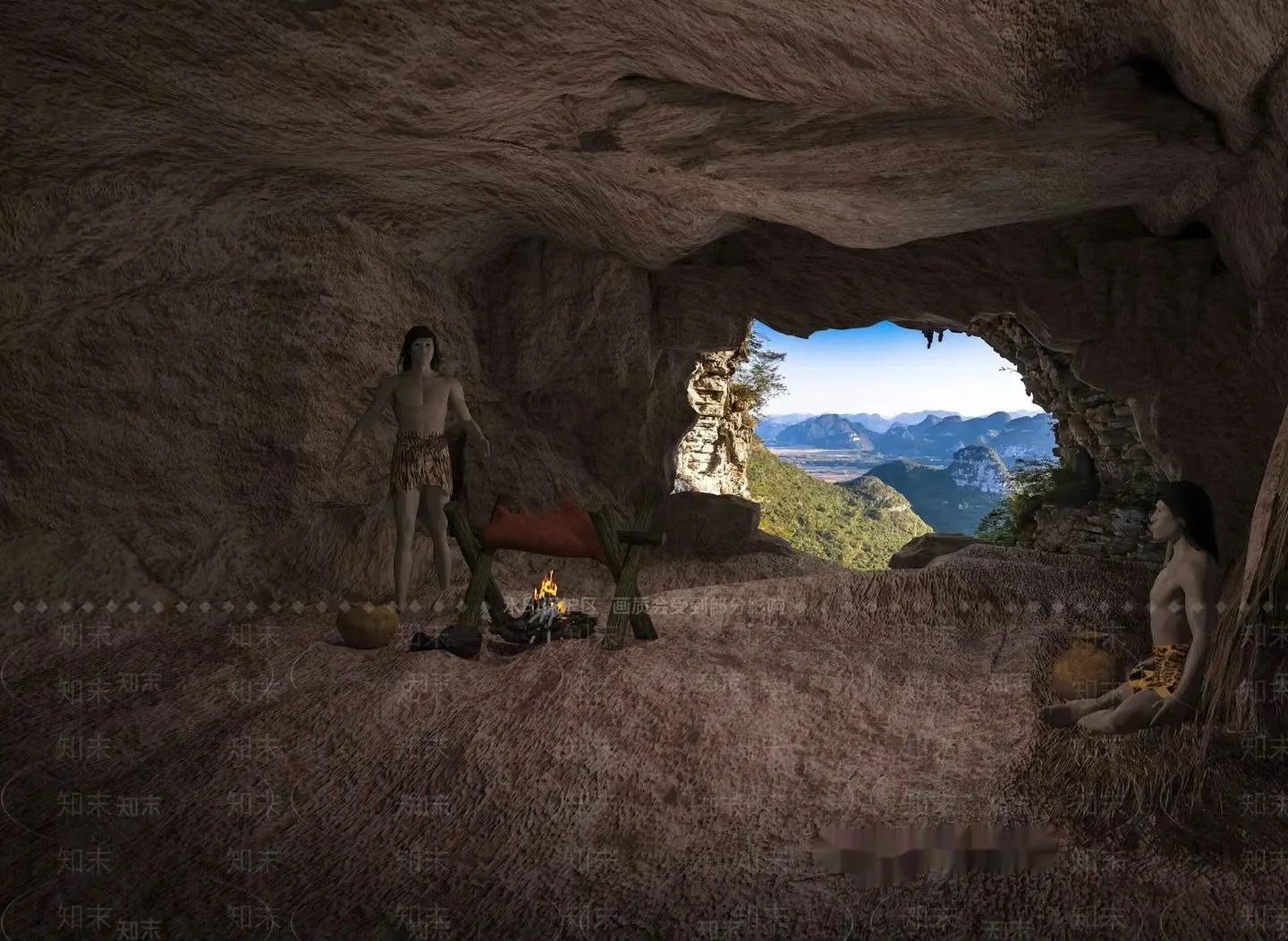 Cave With Two People 3D Model – 11212 – VRAY Render