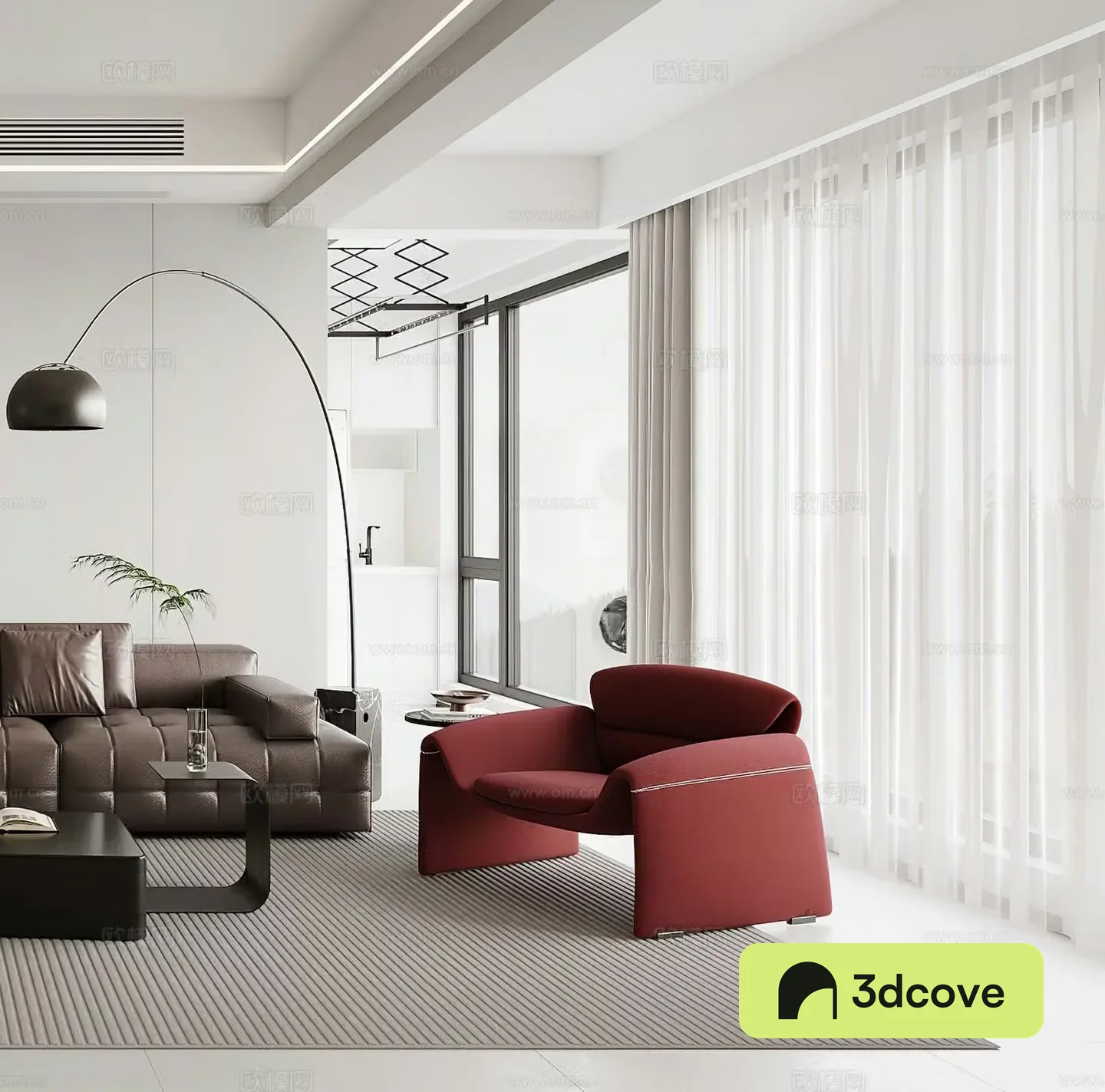 Modern leisure chair floor lamp simple Italian side table corner table single chair G675