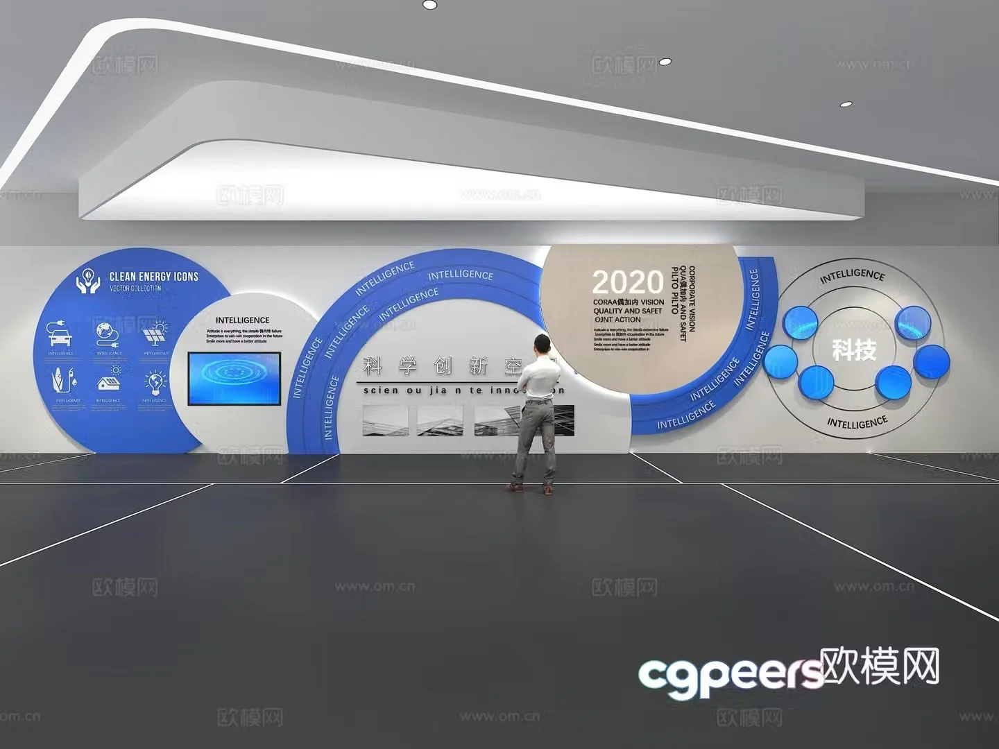 Cultural wall Corporate culture wall Display wall Theme wall Exhibition hall Campus culture Corridor 3D model