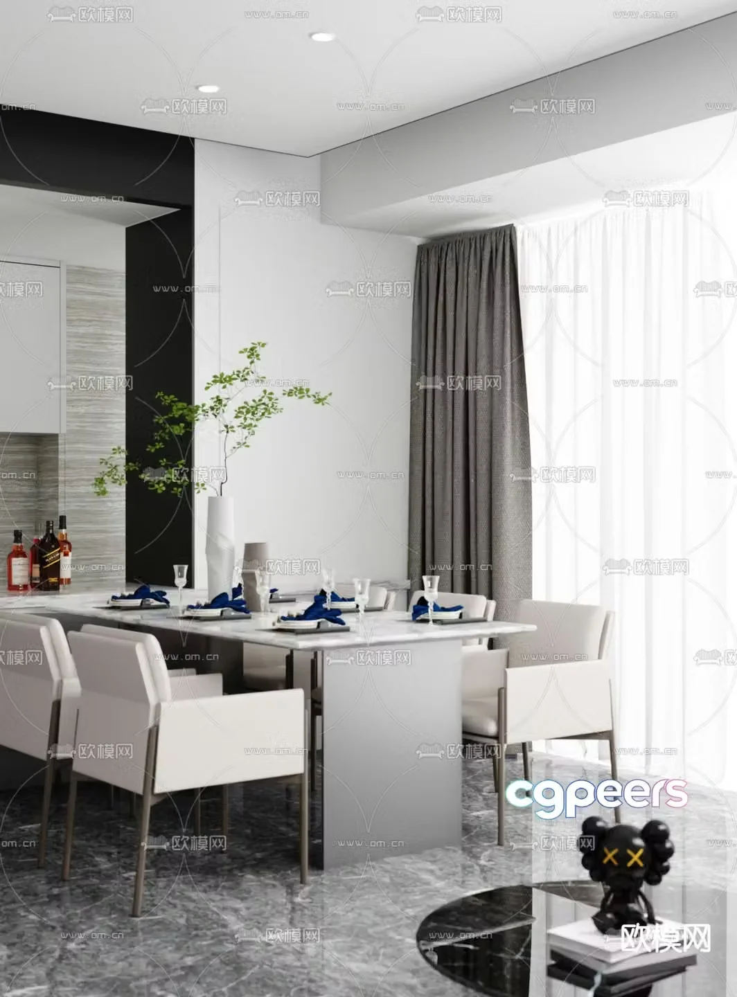Zhenpin Space Design Modern Restaurant 3D Model