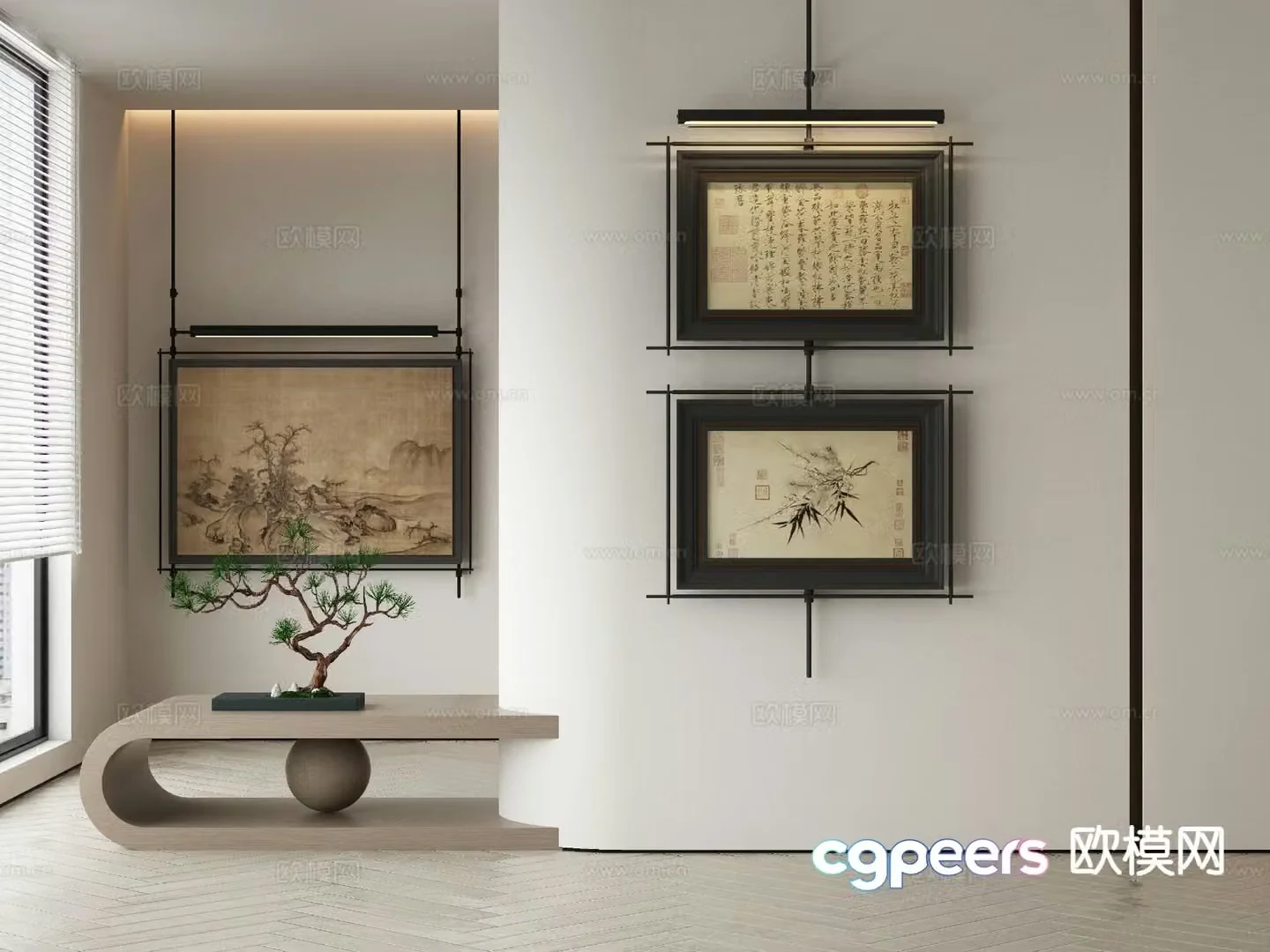 New Chinese style decorative painting calligraphy and painting ancient painting 3D model