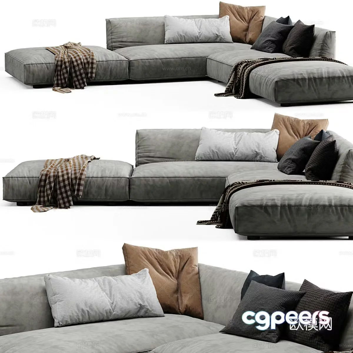 Modern CLOUD multi-person fabric sofa 3D model