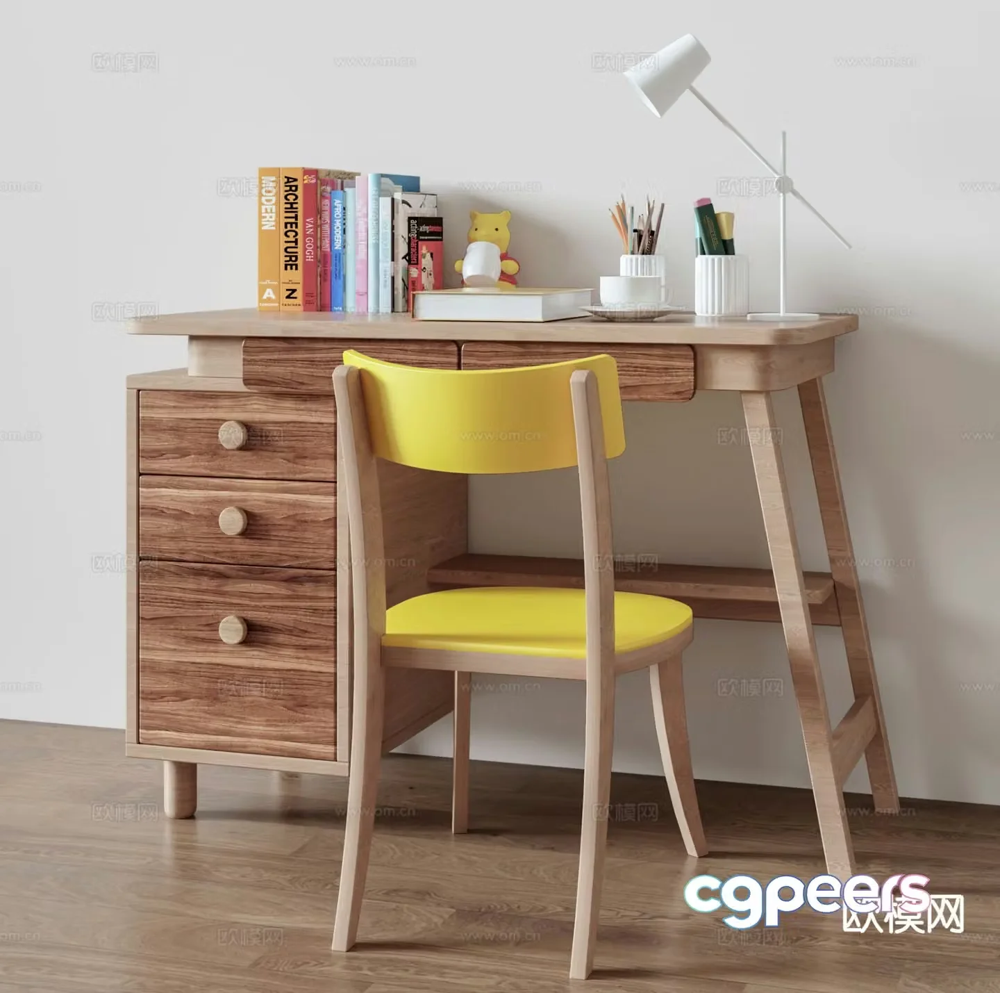 Modern children’s desk and chair 3d model