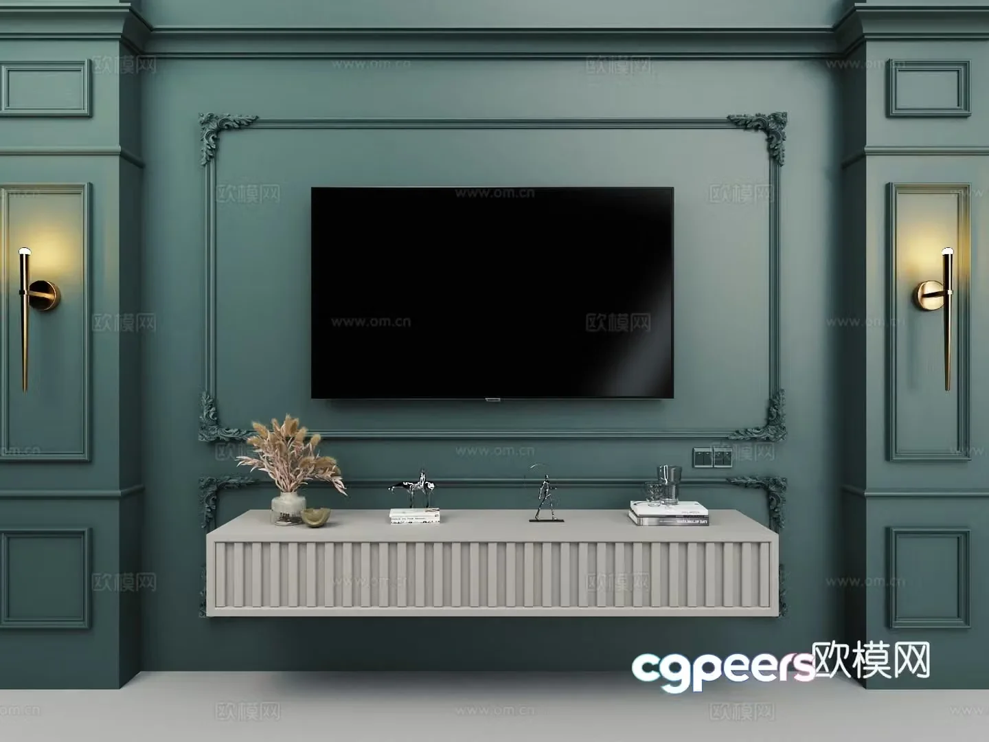 French TV background wall 3D model