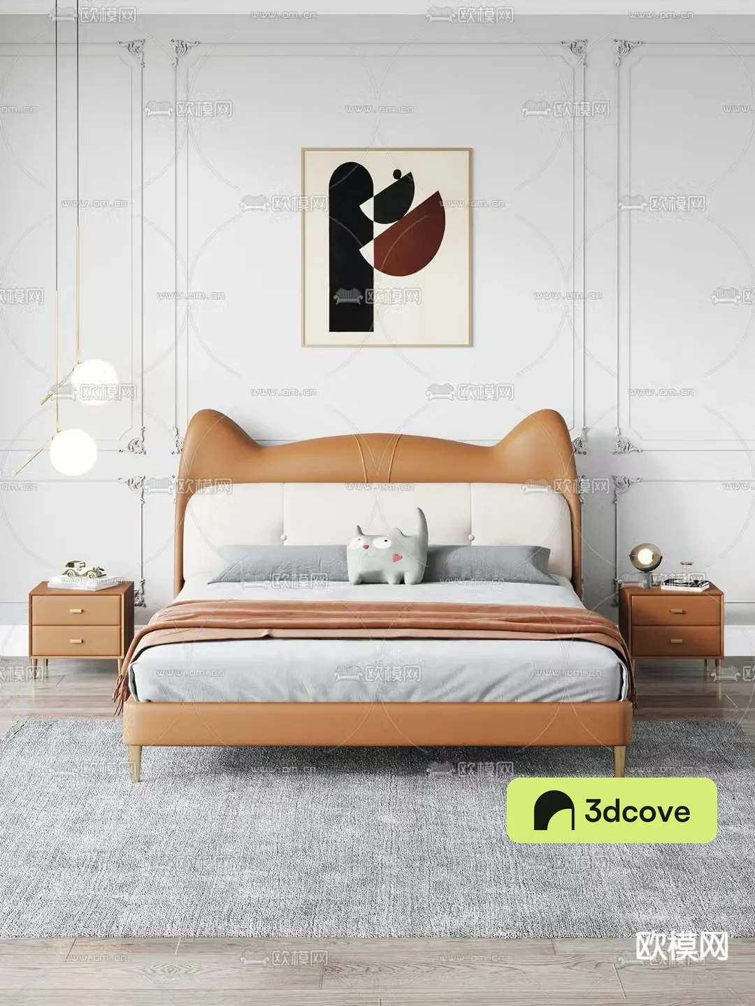 Modern orange leather children’s bed