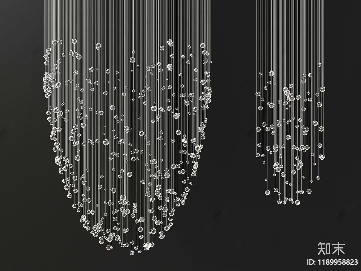 The Single Main Subject Is A Gray Chandelier With Clear Beads 3D Model – 11559 – VRAY Render