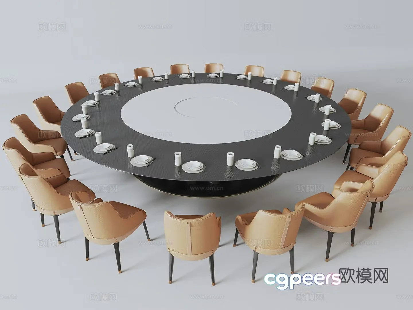 New Chinese private room dining table 3D model