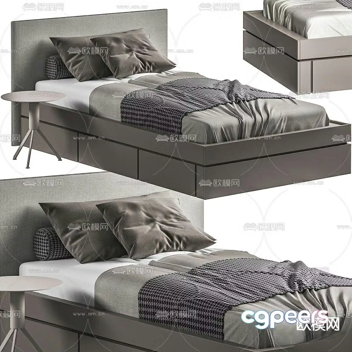Modern single bed 3d model
