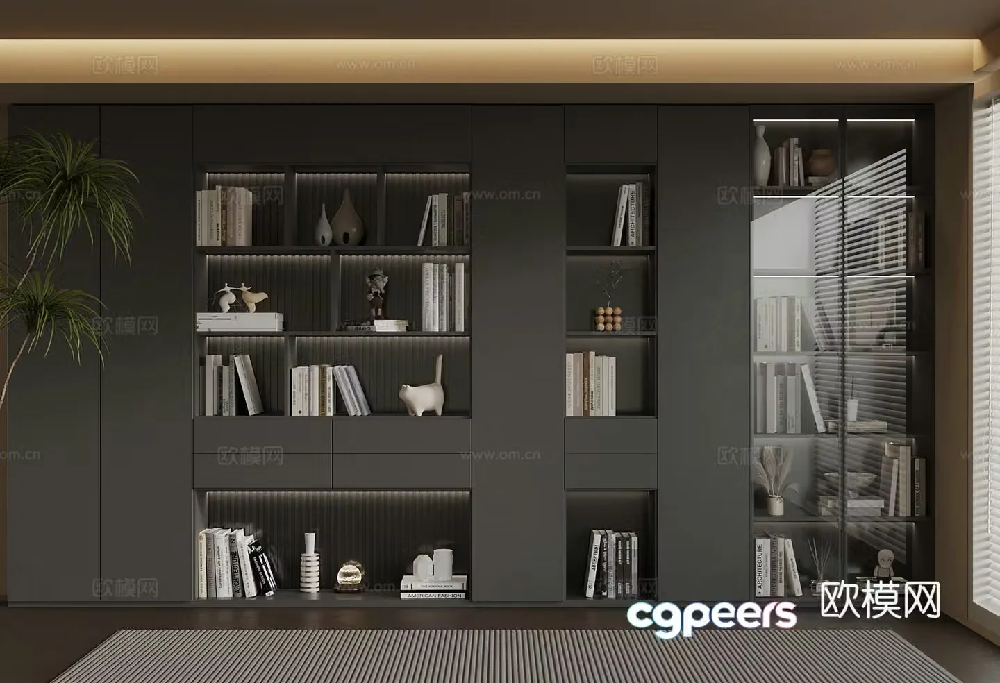 Modern bookshelf Jewelry ornaments Book 3D Model