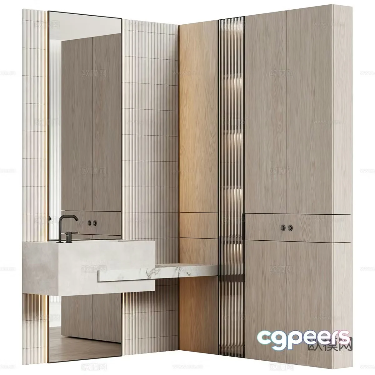 Bathroom furniture 19 modular modern minimalist style 3d model